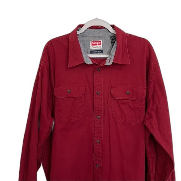 Wrangler Premium Quality Comfort Flex Red Shirt Button Up Western Ranch Size 2XL - Picture 6 of 10